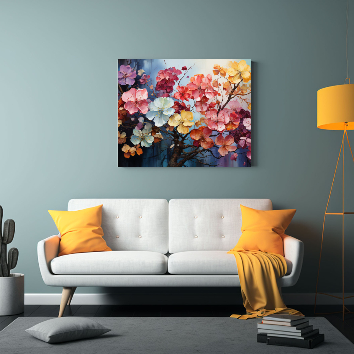 CUADRO ADORABLE: LIENZO ARCOÍRIS DE FLORES DE 75X50 CM - 2