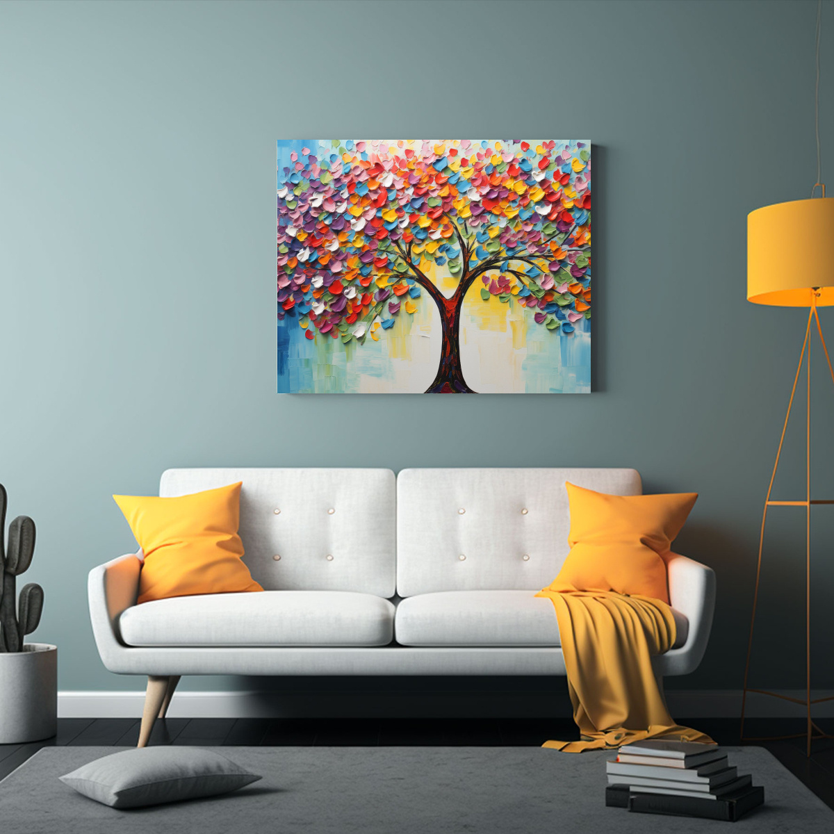 PINTURA EN LIENZO DE LINDAS FLORES DE TILO 90X60 CM - 2