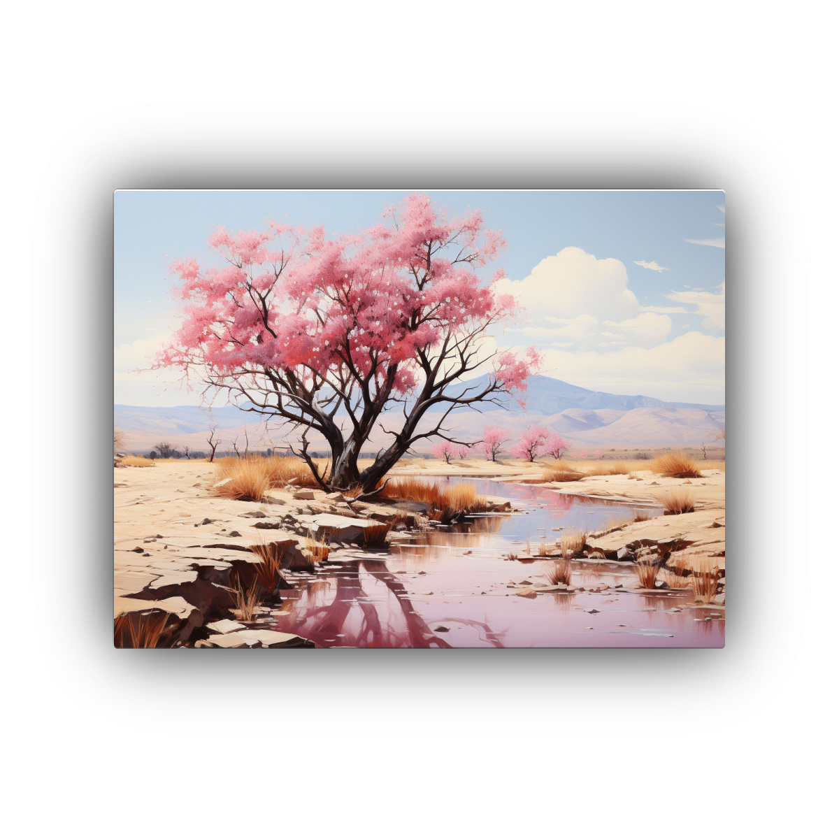 CUADRO EN LIENZO CON TEMA FLORAL Y ÁRBOL DE 75X50 CM - 1