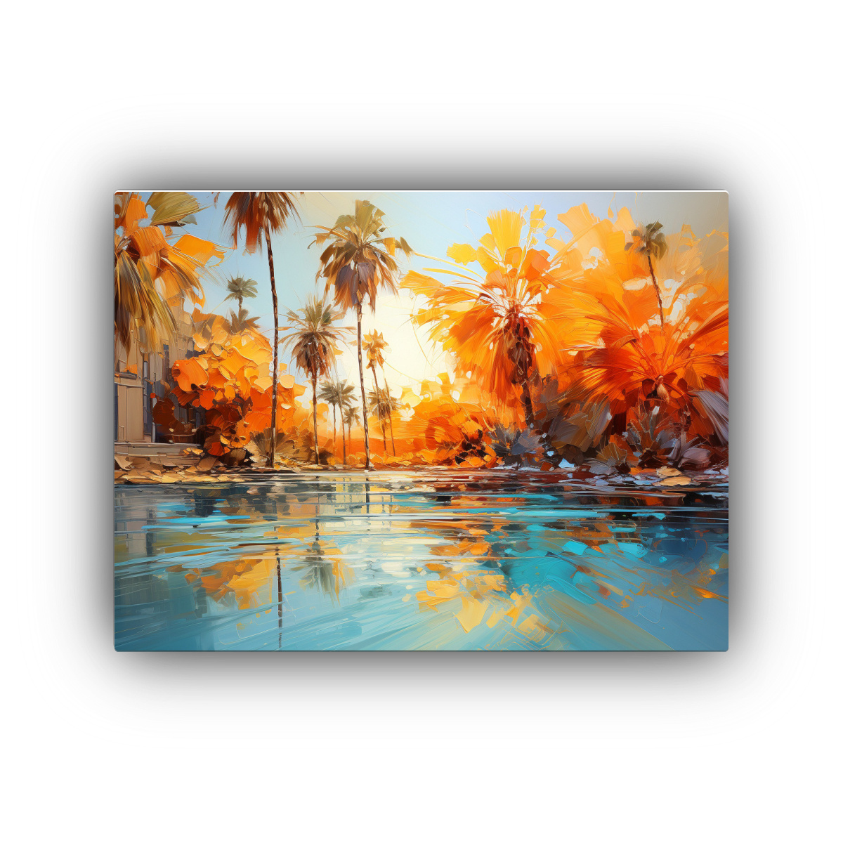 PINTURA ABSTRACTA DE UNA PALMERA EN COLORES 75X50 CM - 1