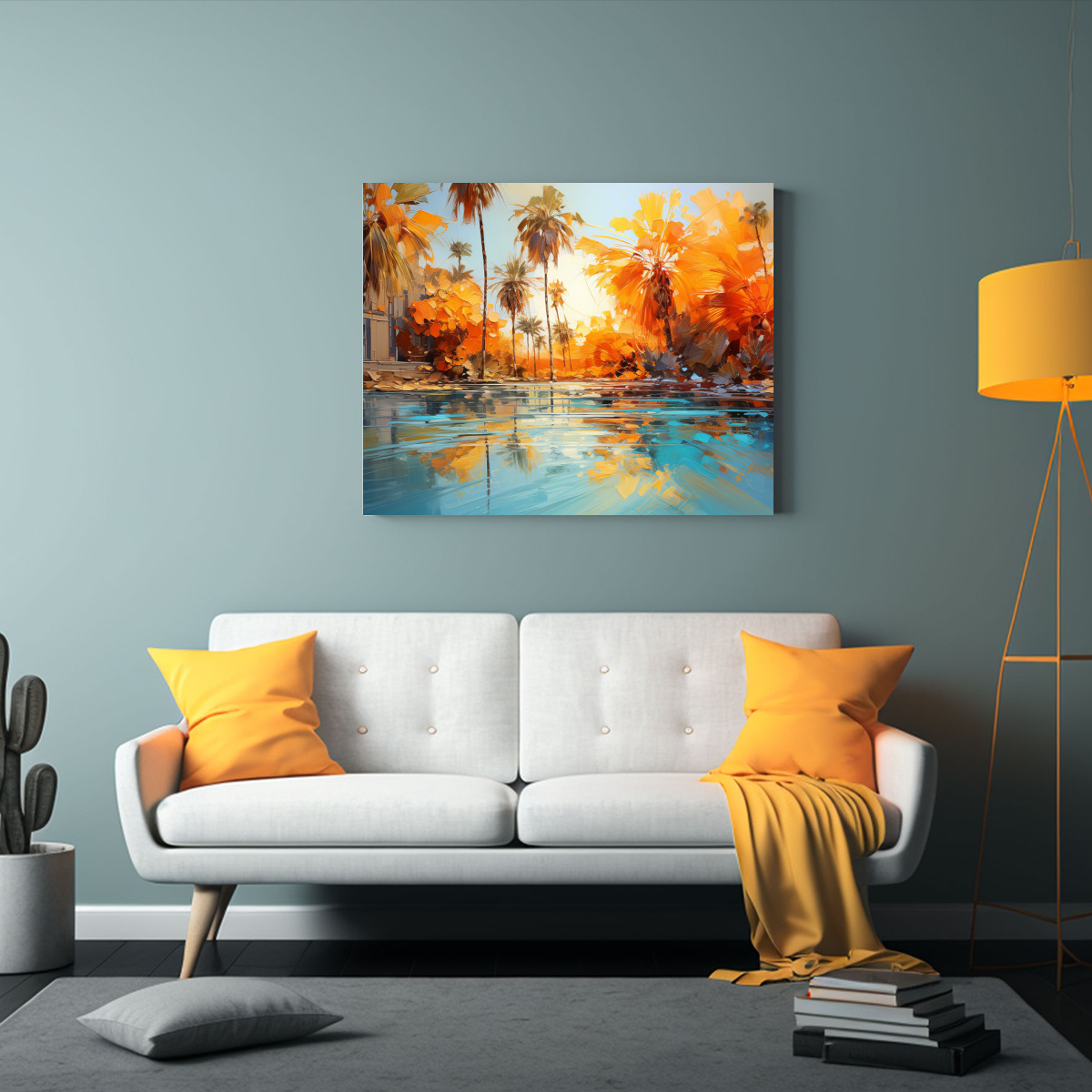 PINTURA ABSTRACTA DE UNA PALMERA EN COLORES 75X50 CM - 2