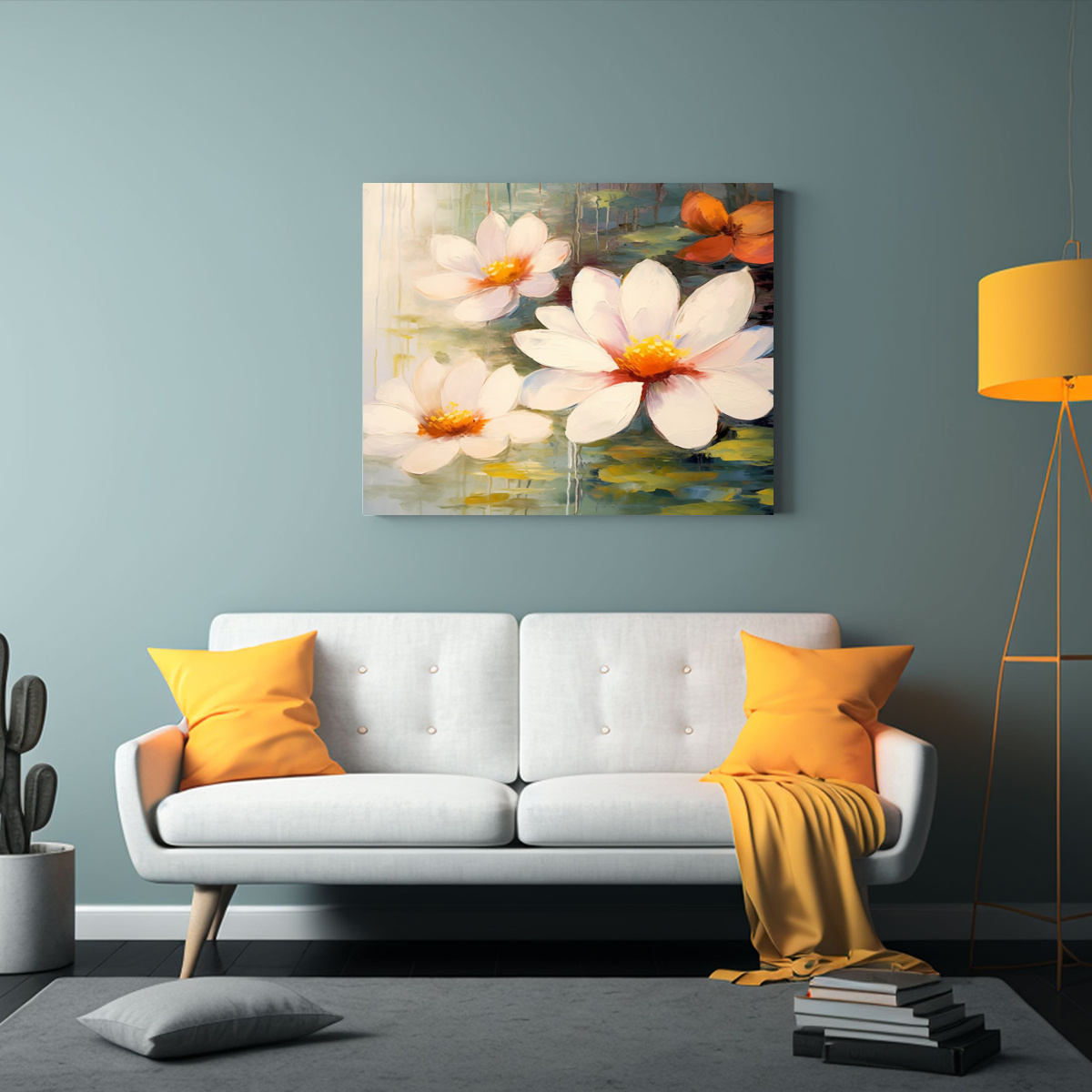 PINTURA AL ÓLEO HORIZONTAL LUMINOSA DE LIRIOS 45X30 CM - 2