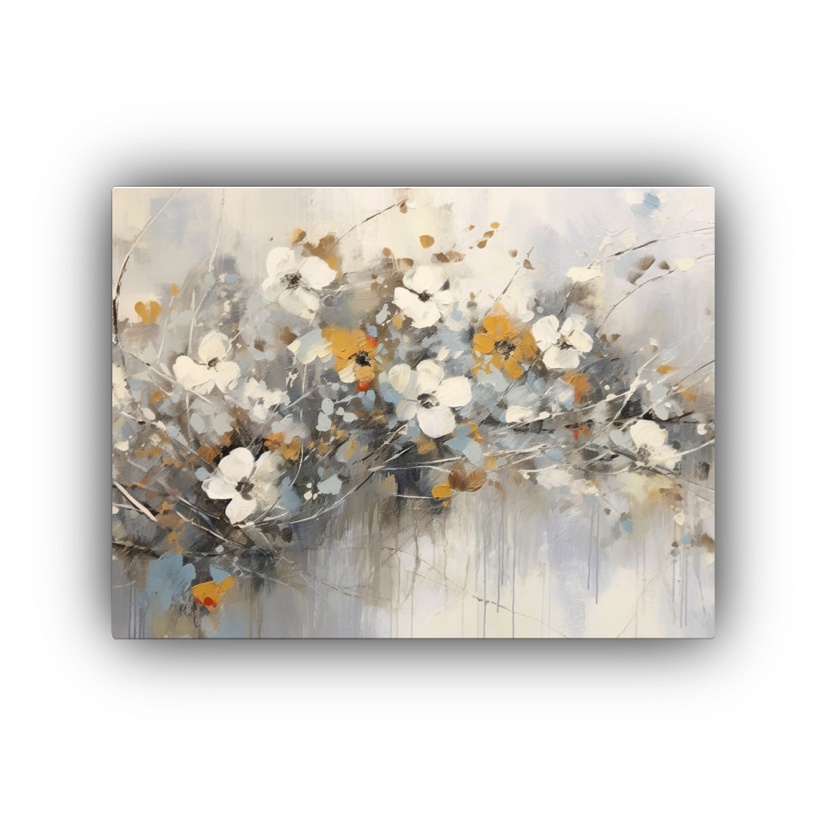 PINTURA ABSTRACTA FLORAL NEUTRA POR BRIGGMAN: 120X80 CM - 1