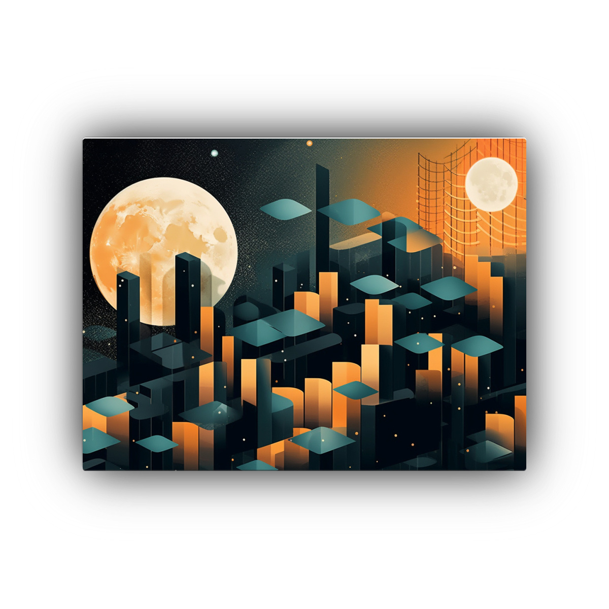CUADRO DECORATIVO MODERNO: NOCHE AMARILLA LUNAR 50X40 CM - 1