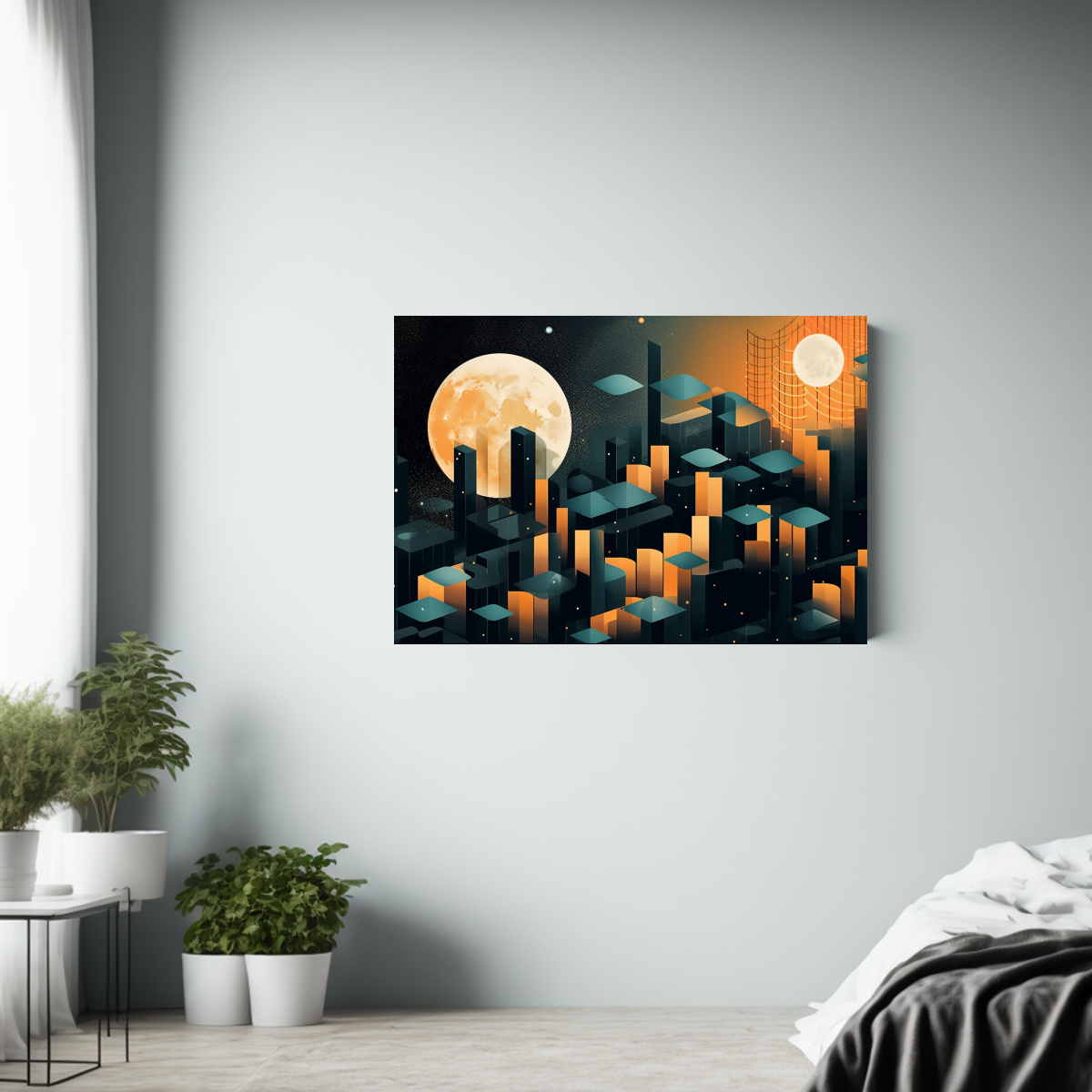 CUADRO DECORATIVO MODERNO: NOCHE AMARILLA LUNAR 50X40 CM - 2