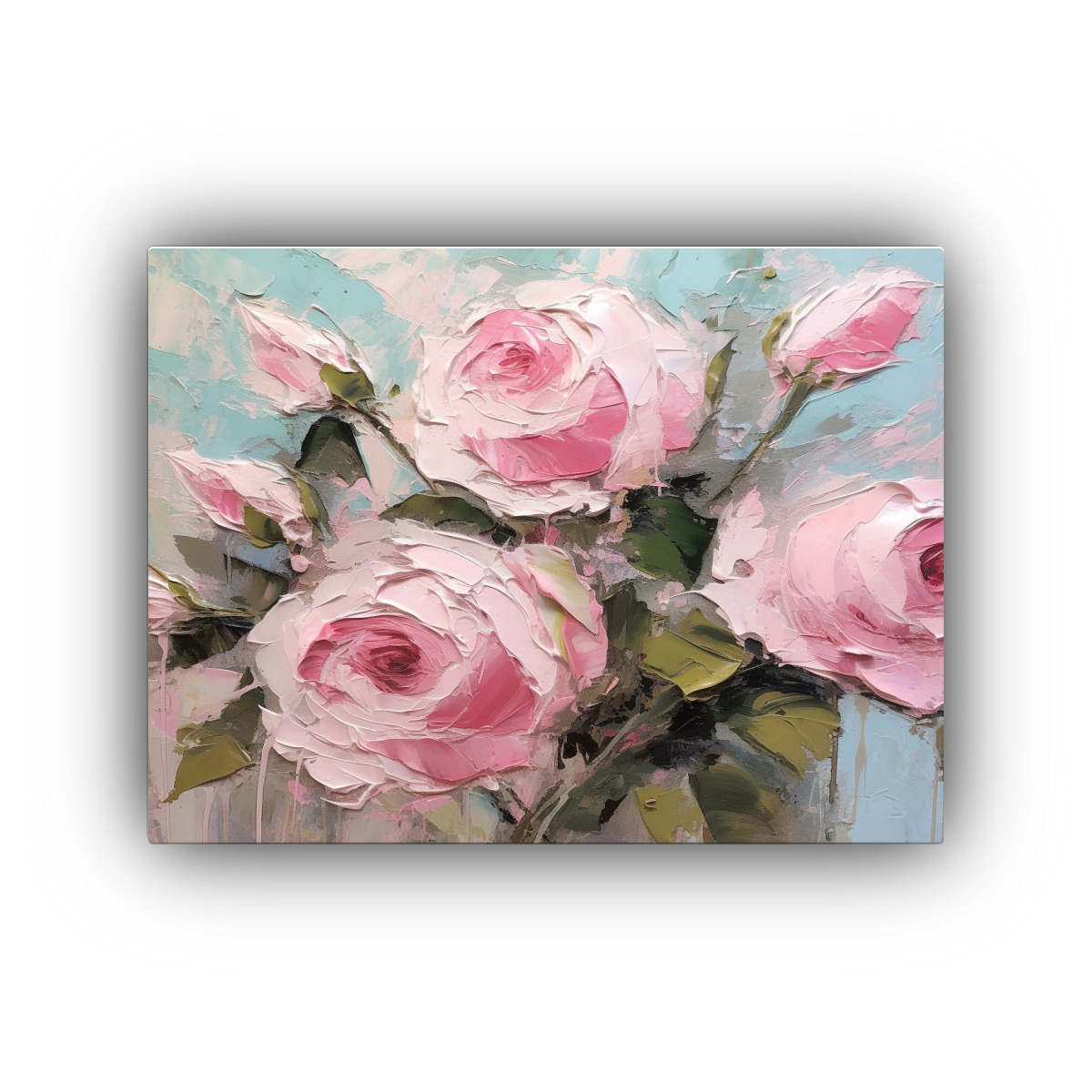 PINTURA ABSTRACTA DE ROSAS ROSAS SUAVES PARA 60X40 CM - 1