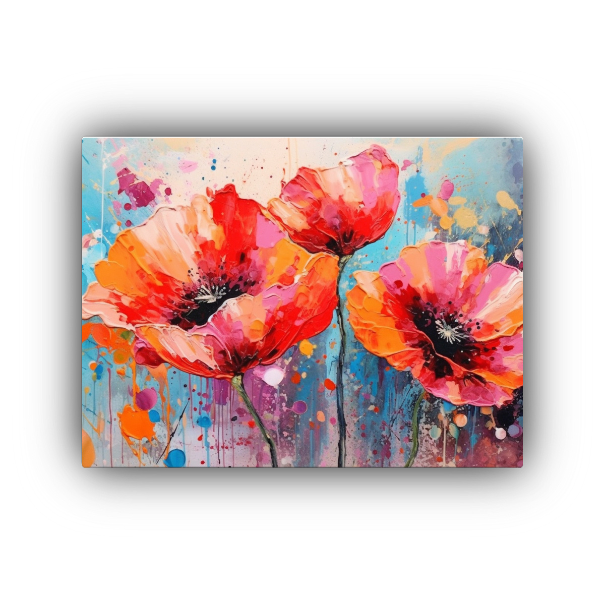 CUADRO DECORATIVO CON DOS AMAPOLAS ROJAS EN 60X40 CM - 1