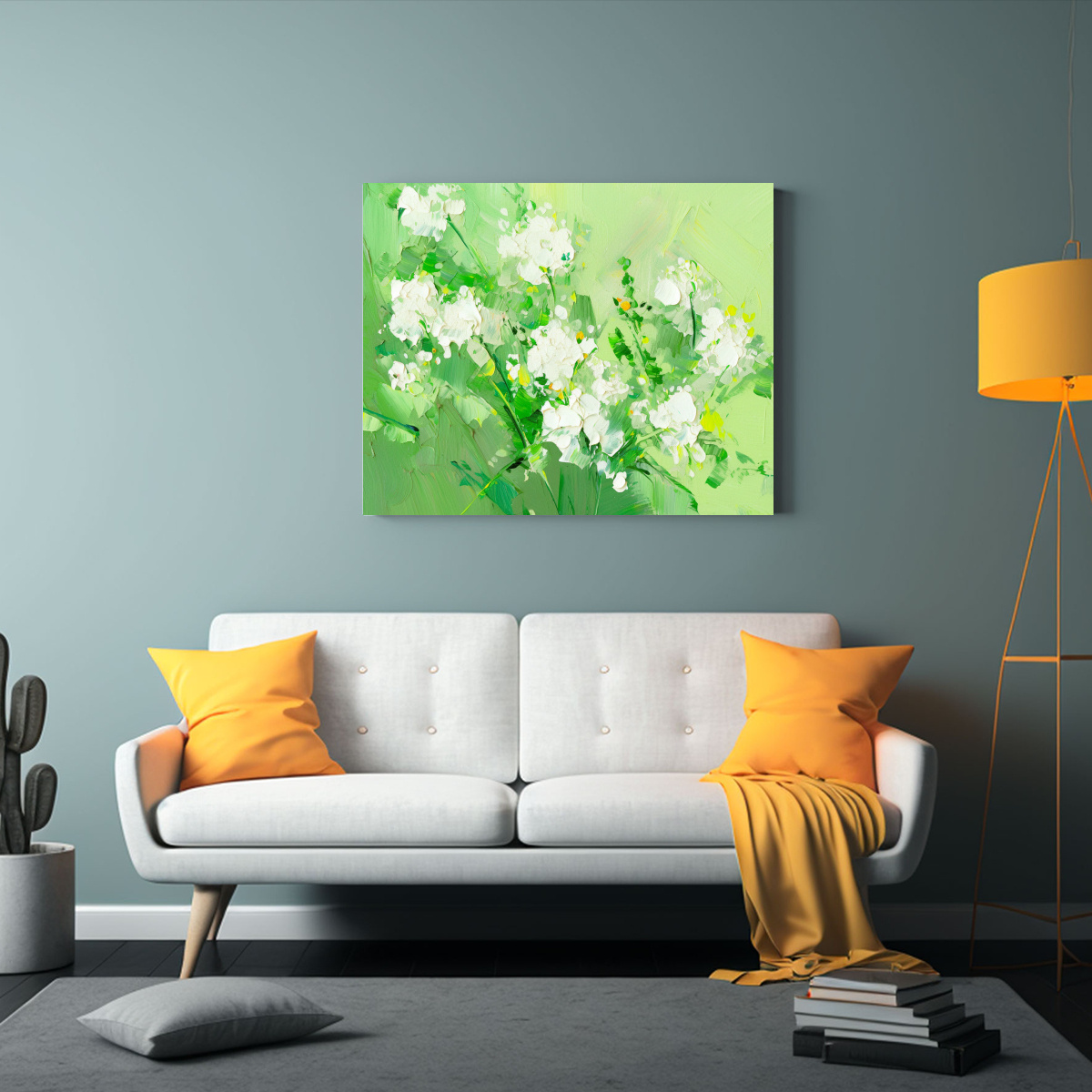 PINTURA FLORAL JUVENIL EN LIENZO ESTILO VERDE 40X30 CM - 2