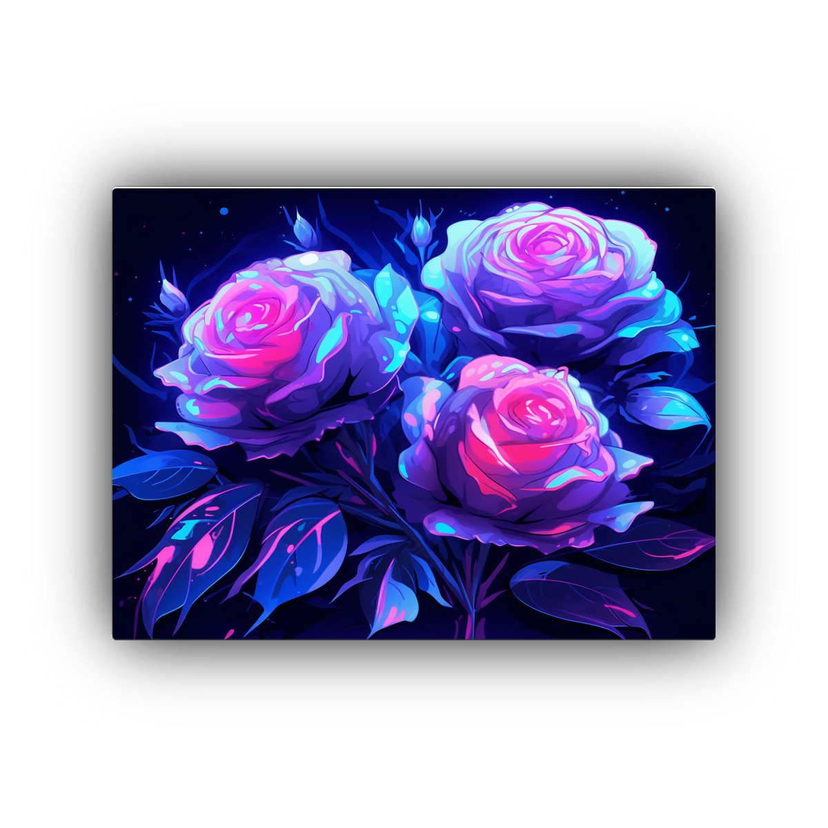 CUADRO ABSTRACTO DE ROSAS AZULES VINTAGE EN 30X20 CM - 1