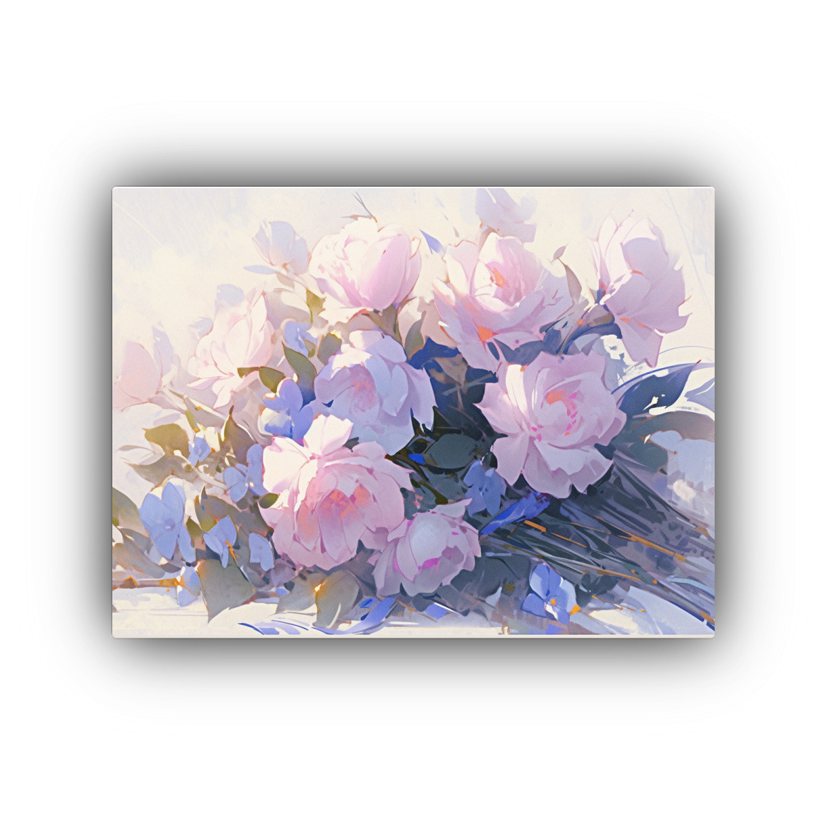 CUADRO FLORAL PÚRPURA Y ROSA EN LIENZO PARA 60X40 CM - 1