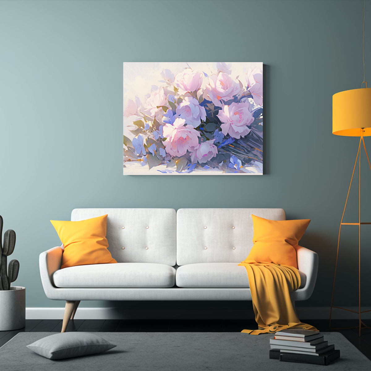 CUADRO FLORAL PÚRPURA Y ROSA EN LIENZO PARA 60X40 CM - 2