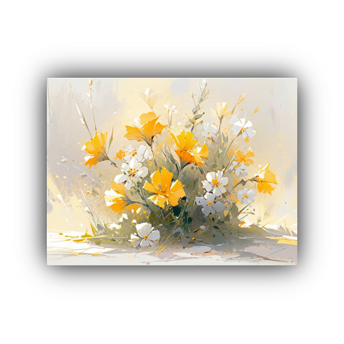 CUADRO DE FLORES AMARILLAS EN LIENZO ESTILO 60X40 CM - 1