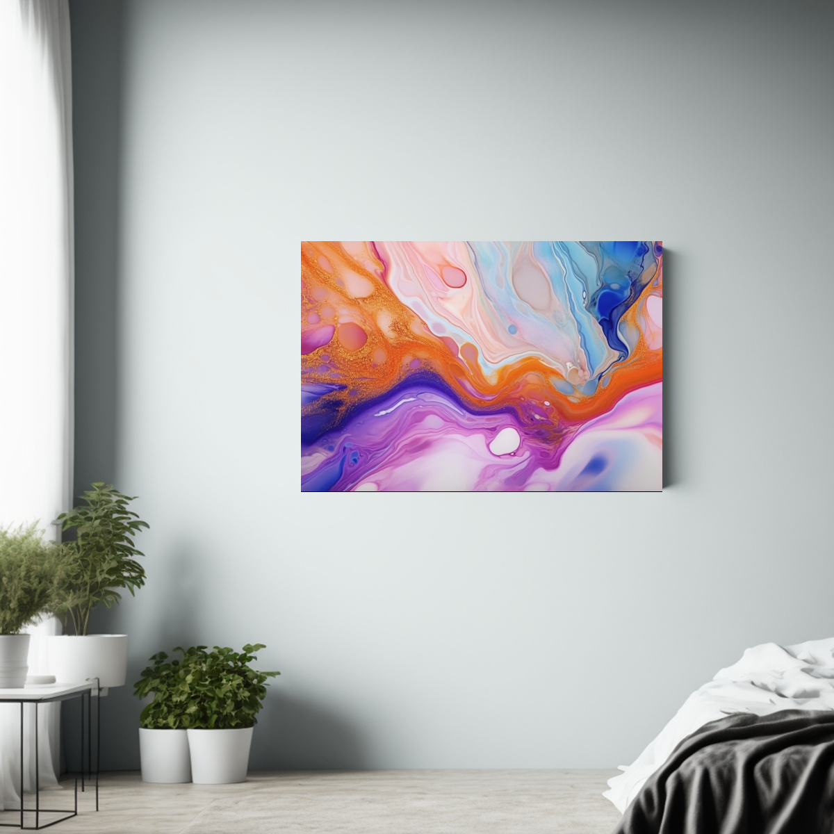 CUADRO ABSTRACTO MÁRMOL MULTICOLOR EN TELA CANVAS 75X50 CM - 2