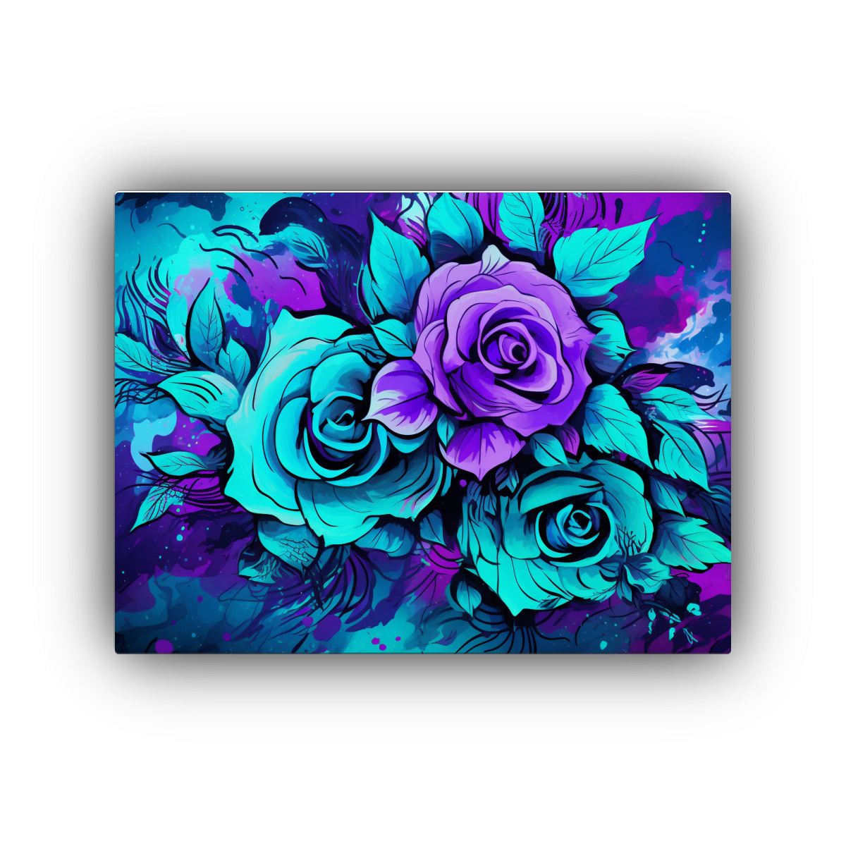 CUADRO VENTA: REPRESENTACIÓN PÚRPURA Y TURQUESA 50X40 CM - 1