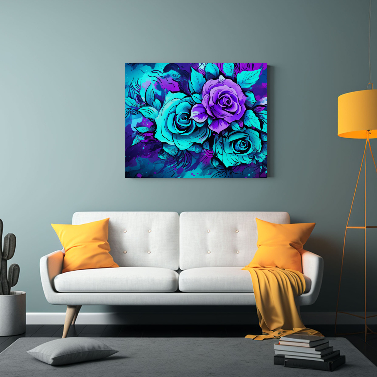 CUADRO VENTA: REPRESENTACIÓN PÚRPURA Y TURQUESA 50X40 CM - 2