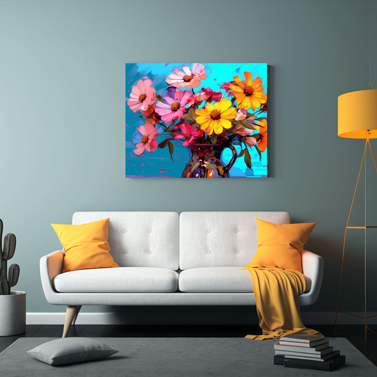 CUADROS DECORATIVOS DE LIENZO CON FLORES 50X40 CM - 2