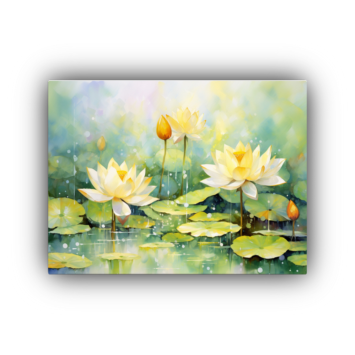 CUADRO ABSTRACTO INSPIRADO EN FLORES DE LOTO 45X30 CM - 1
