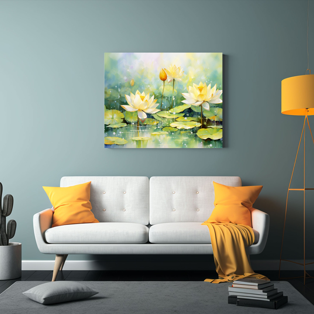 CUADRO ABSTRACTO INSPIRADO EN FLORES DE LOTO 45X30 CM - 2