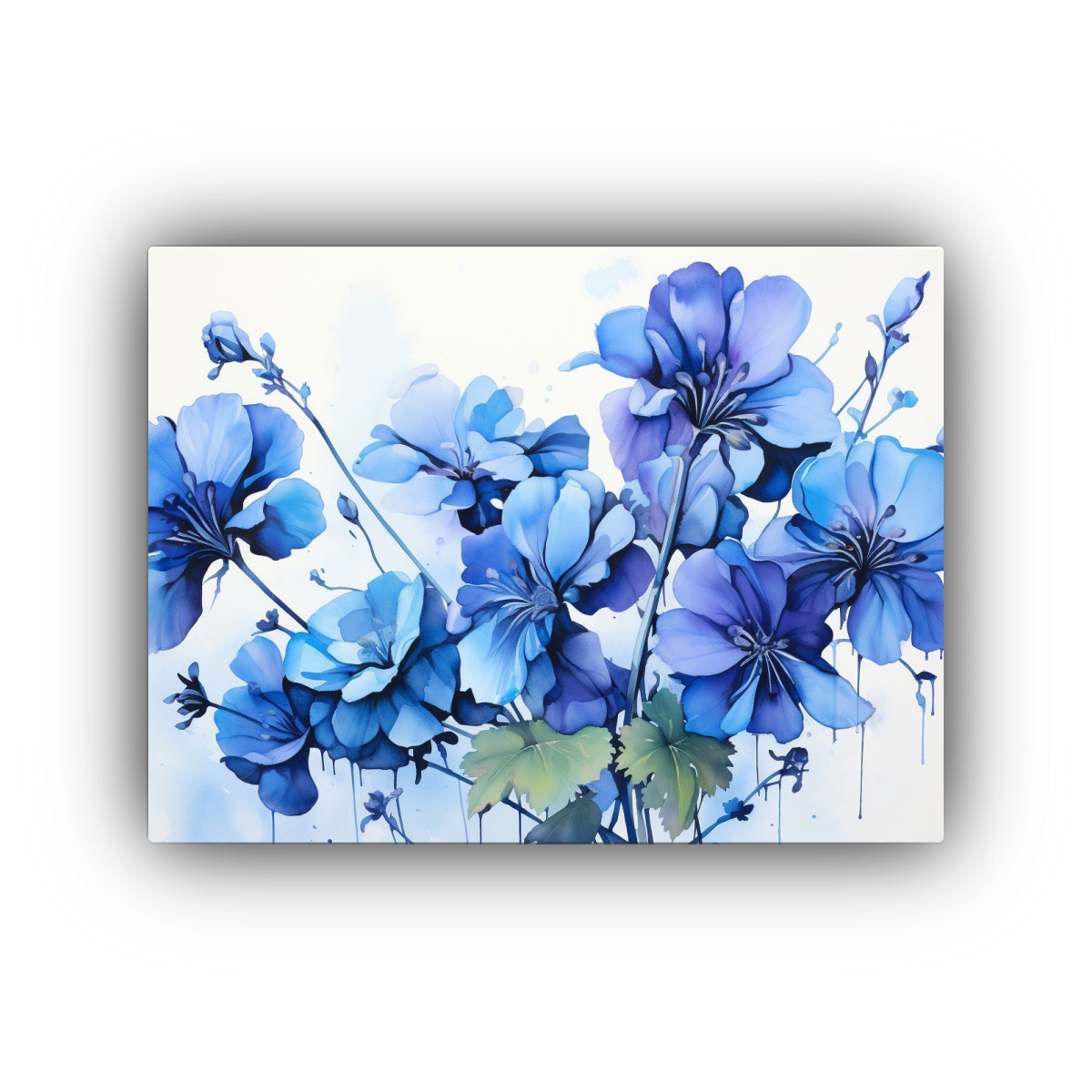 LIENZO ABSTRACTO ÚNICO CON FLORES GERANIO EN 45X30 CM - 1