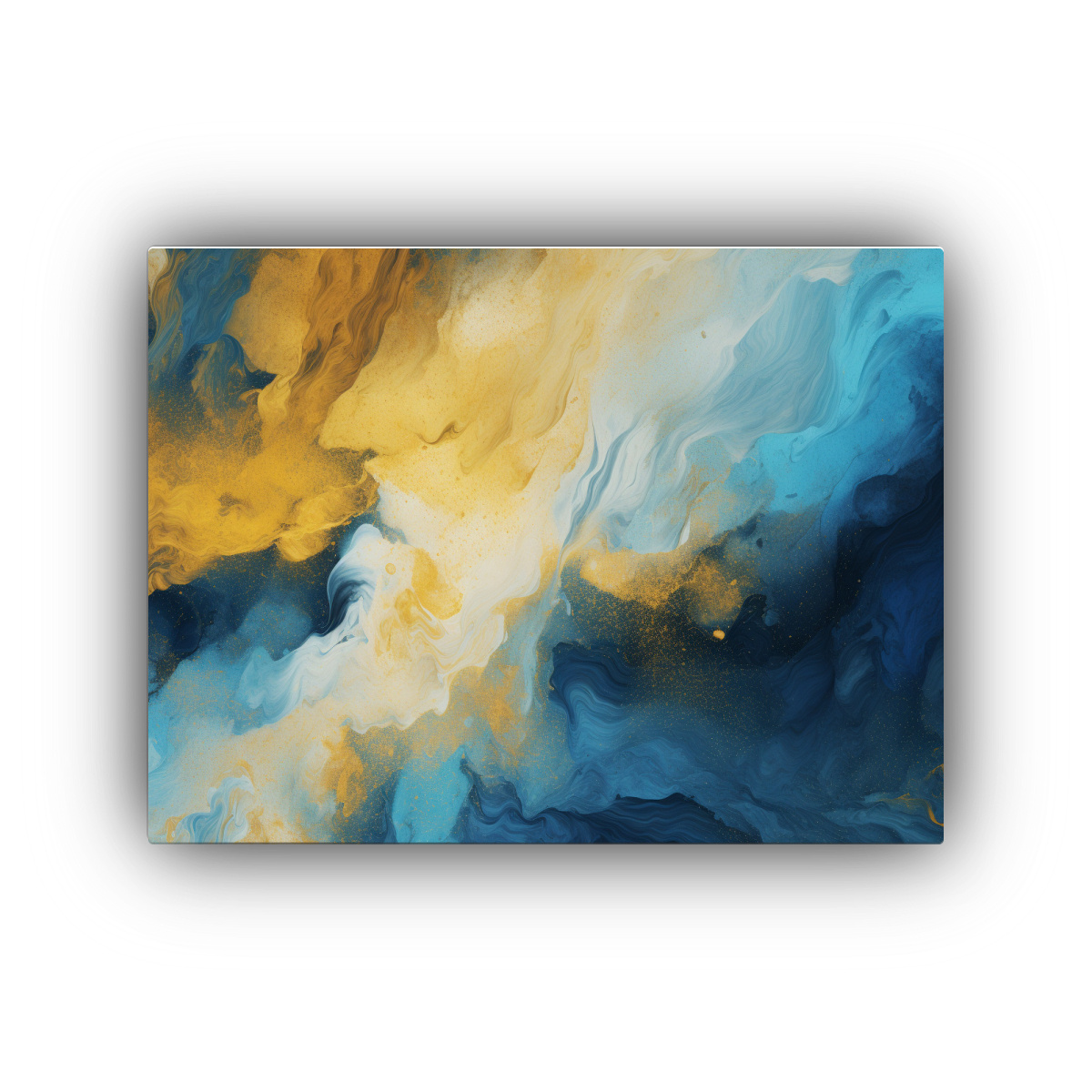 PINTURAS ABSTRACTAS AZUL Y DORADO EN FONDO 50X40 CM - 1