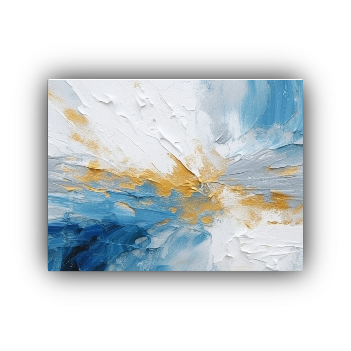 PINTURA ABSTRACTA EN AZUL Y BLANCO CON DETALLES 45X30 CM - 1