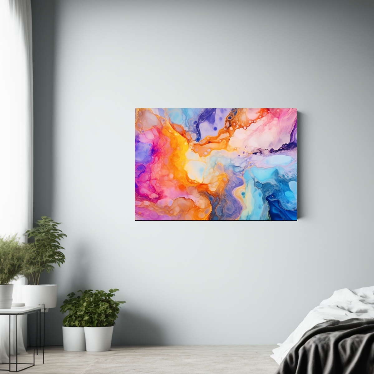 PINTURA DECORATIVA CON CORRIENTES LUMINOSAS DE 65X50 CM - 2