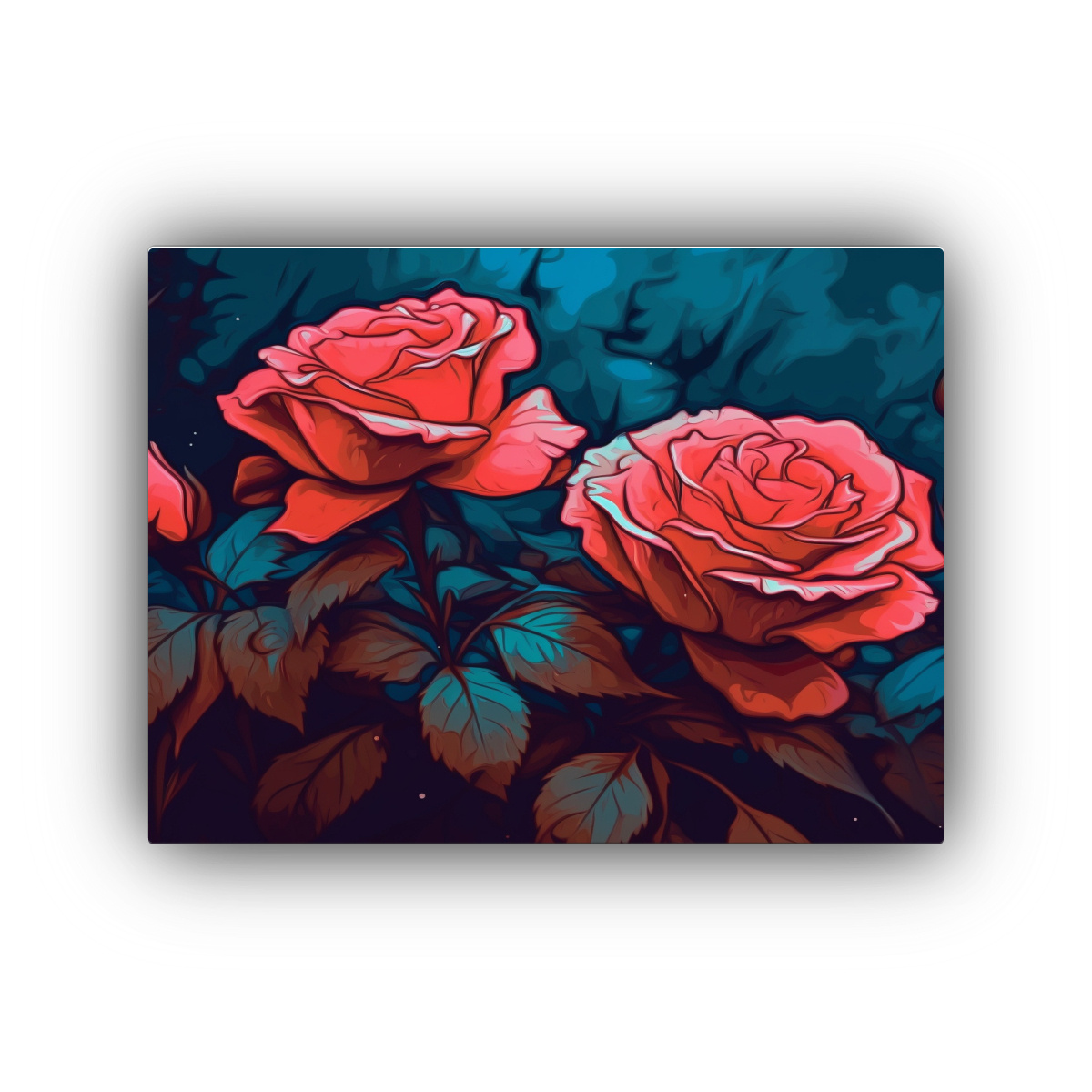 CUADRO SURREALISTA DE FLORES ROSAS INSPIRADO EN 65X50 CM - 1