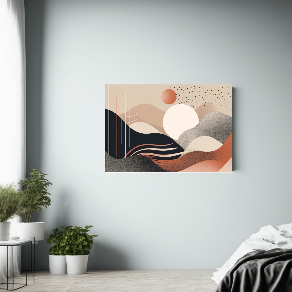PINTURAS ABSTRACTAS MODERNAS DE LÍNEAS BOHO EN 75X50 CM - 2