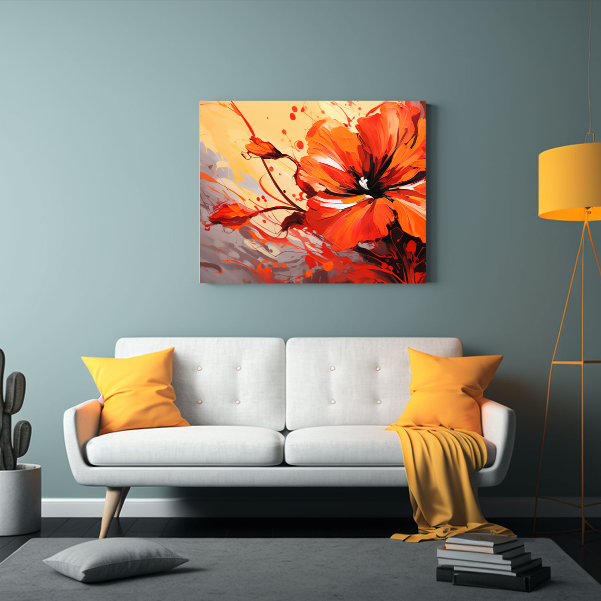 CUADROS MODERNOS LUMINOSOS EN ROJO Y NARANJA, 45X30 CM - 2