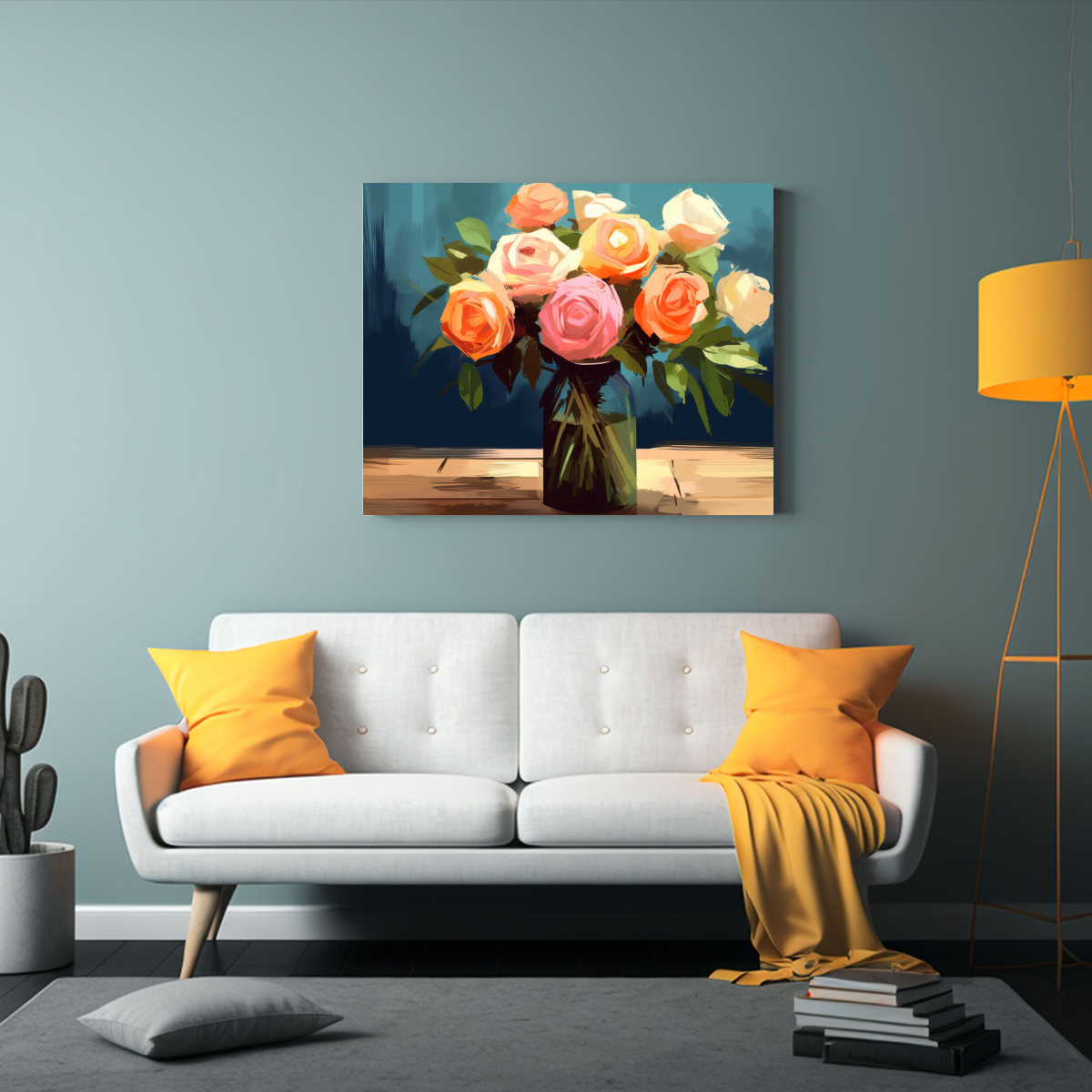 PINTURA DIGITAL DE UN RAMO DE ROSAS EN PROCREATE 75X50 CM - 2