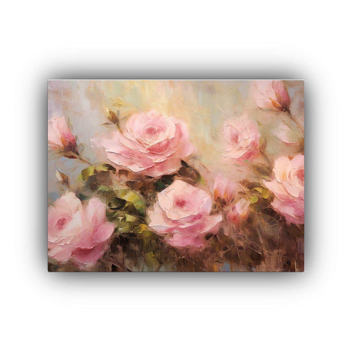 PINTURA ORIGINAL DE ARTE ABSTRACTO CON ROSAS ROSA 40X30 CM - 1