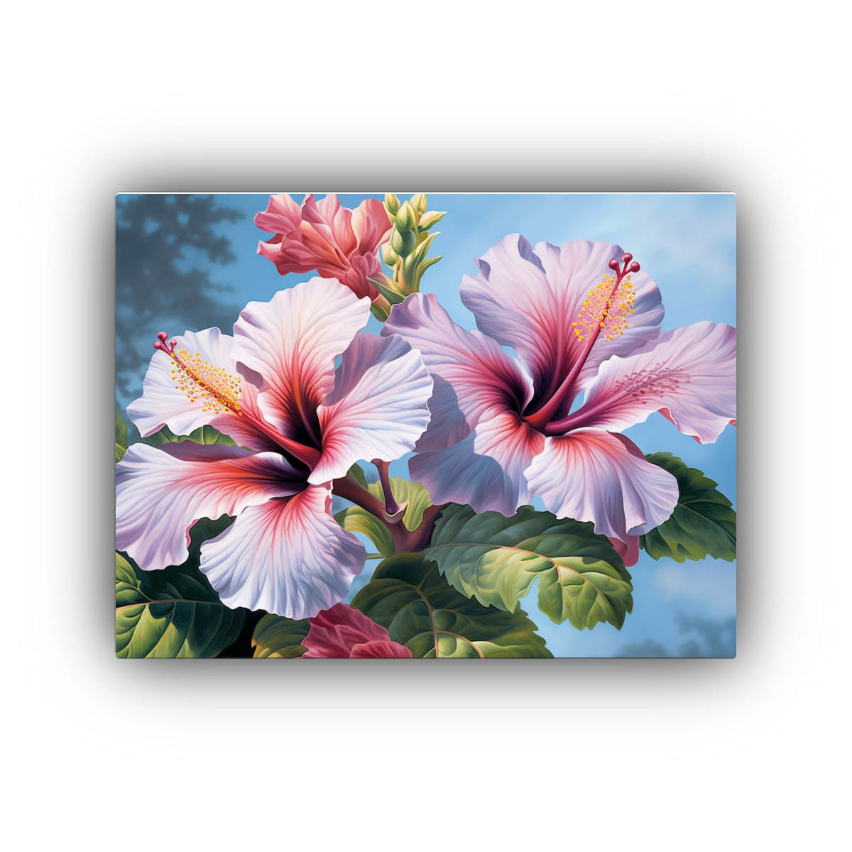 CUADRO CUADRO MURAL HIBISCOS HIPERREALISTAS EN 40X30 CM - 1