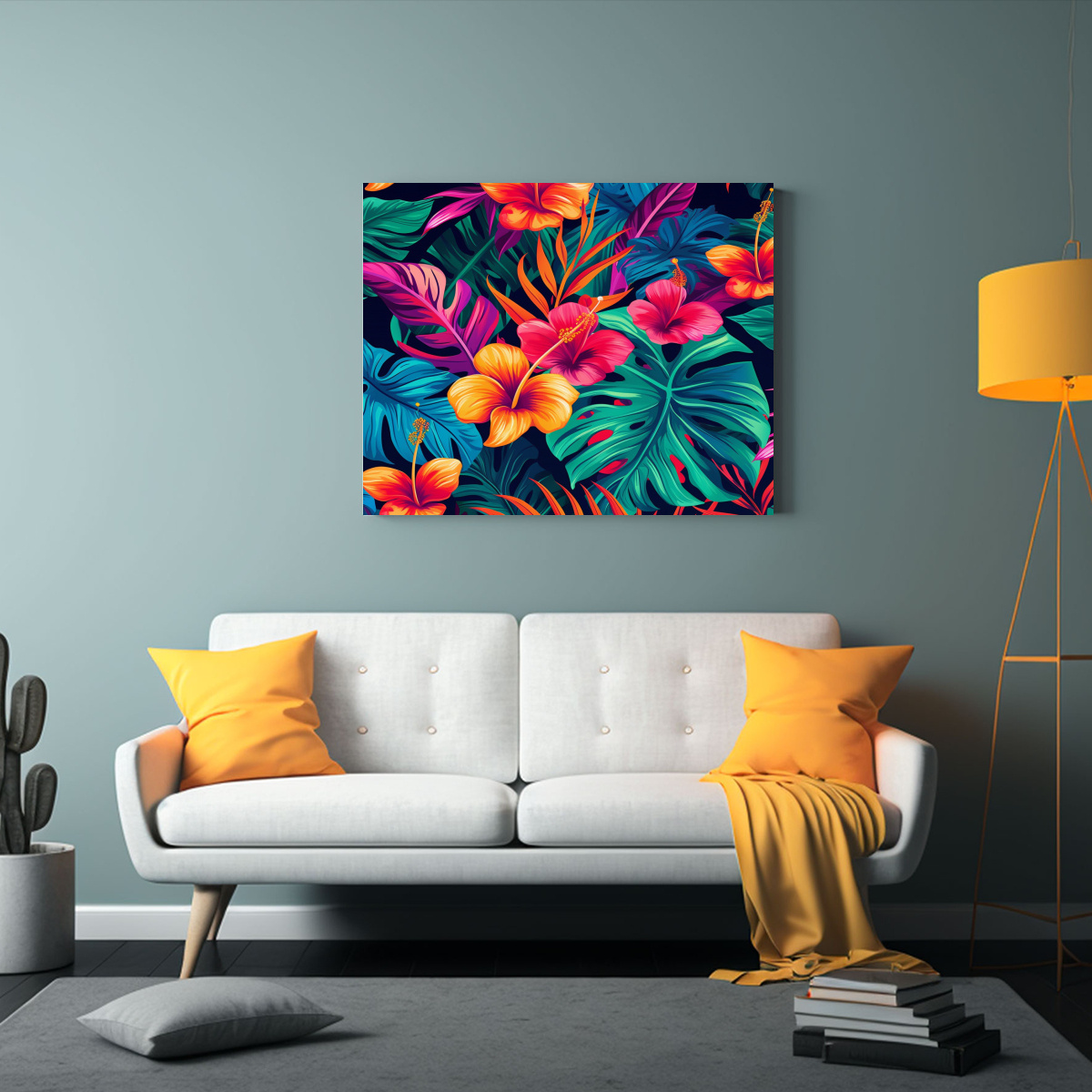 ARTE ABSTRACTO TROPICAL EQUILIBRADO EN COLORES 40X30 CM - 2