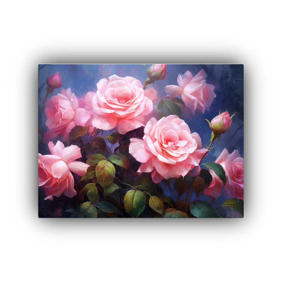 CUADRO DE ROSAS ROSADAS EN PARED GRIS ESTILO A 60X40 CM - 1