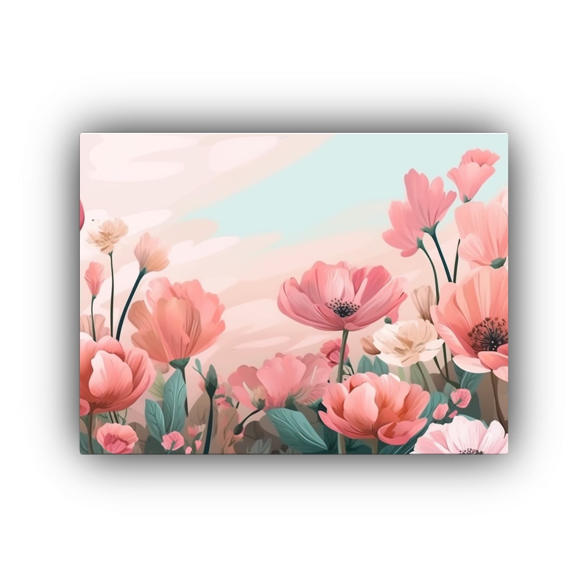 CUADRO DE JARDIN DE FLORES PRIMAVERALES PARA 30X20 CM