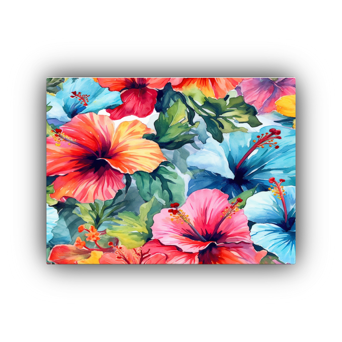 CUADRO HIBISCUS FLORES ESTILO GALERÍA PINTURA 50X40 CM - 1