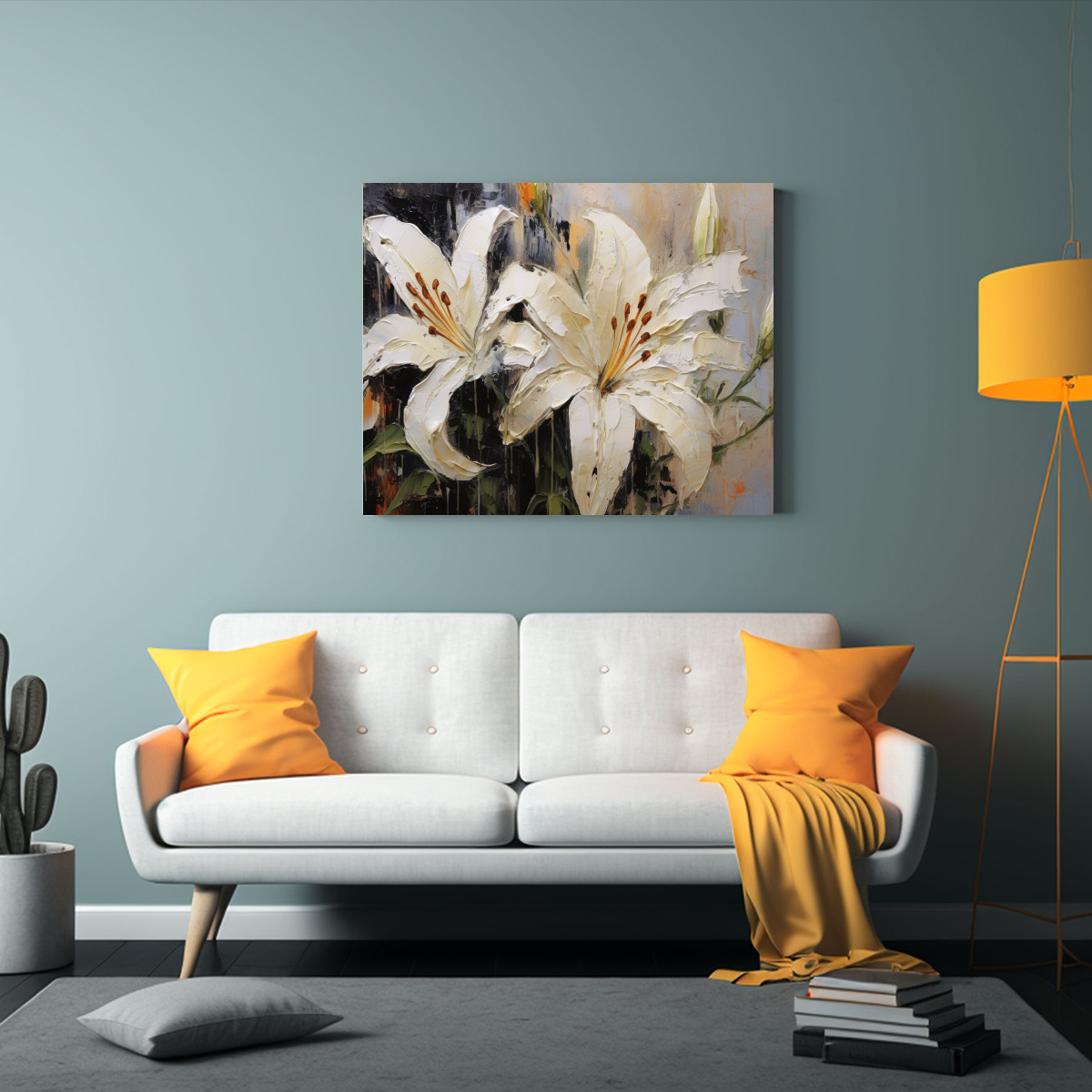 ARTE JUVENIL DE PARED CON LIRIOS PINTURA 120X80 CM - 2