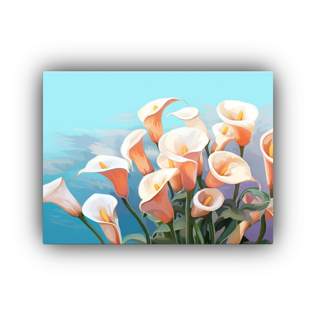 CUADRO ACUARELA ESTÉTICA FLORES FONDO DECORATIVO 60X40 CM - 1
