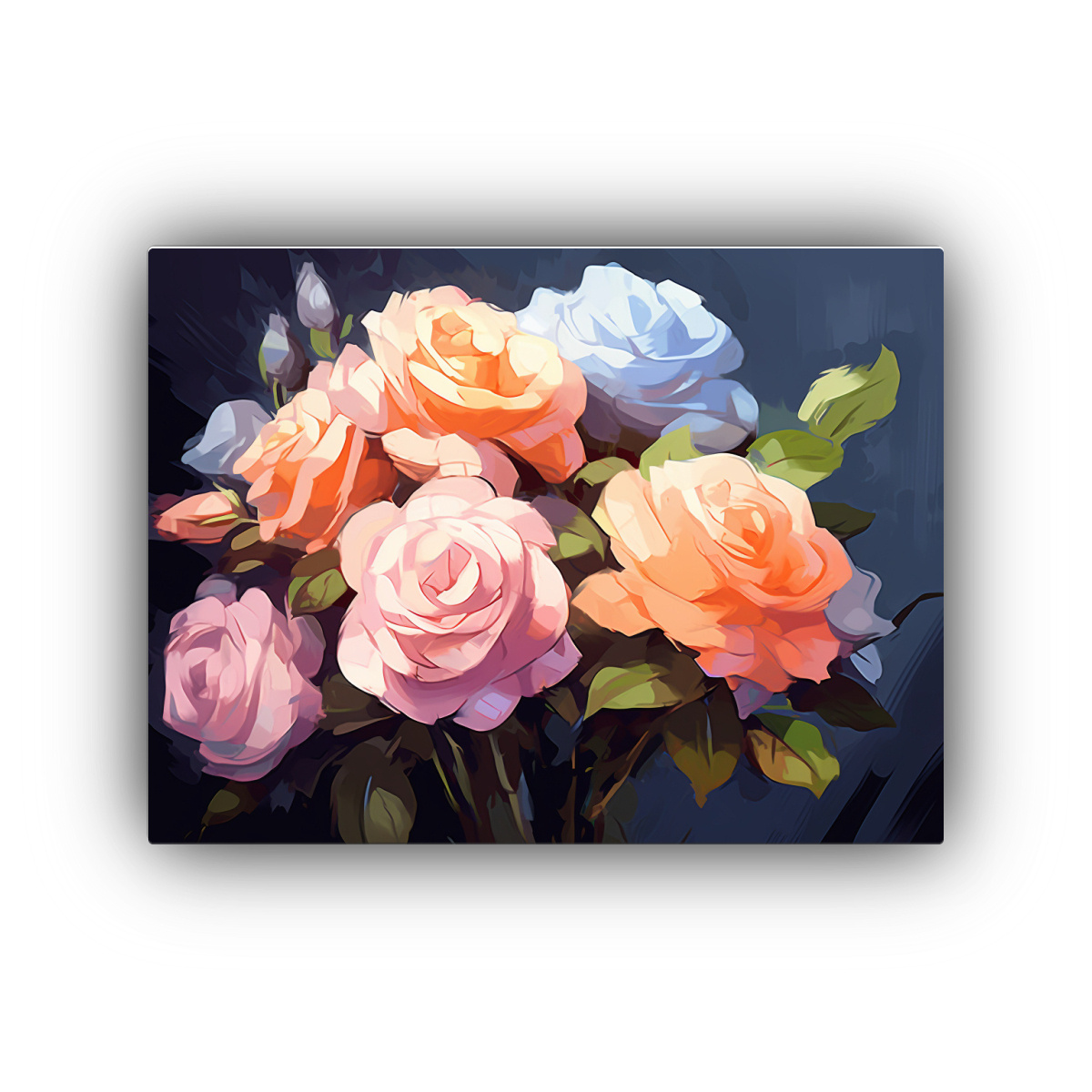 PINTURA DIGITAL DE RAMO DE ROSAS EN CONTRASTE 75X50 CM - 1