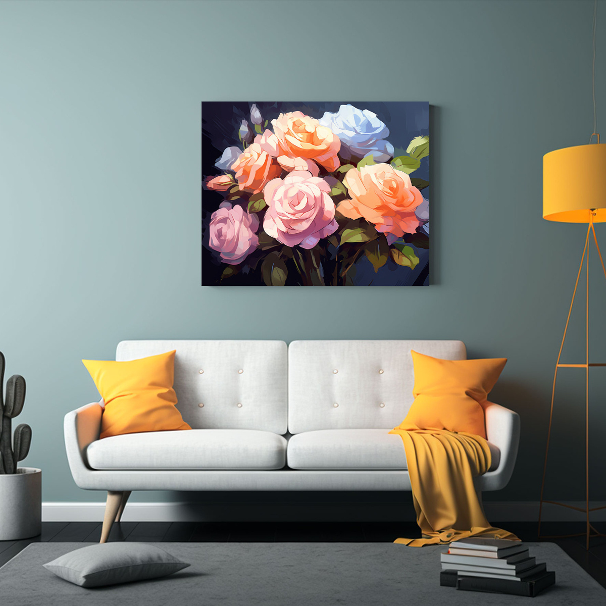 PINTURA DIGITAL DE RAMO DE ROSAS EN CONTRASTE 75X50 CM - 2