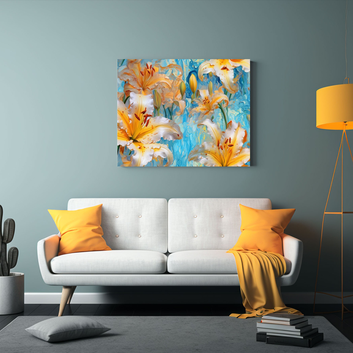 PINTURA DECORATIVA ARTE TEMA MODERNIDAD: LIRIO 90X60 CM - 2