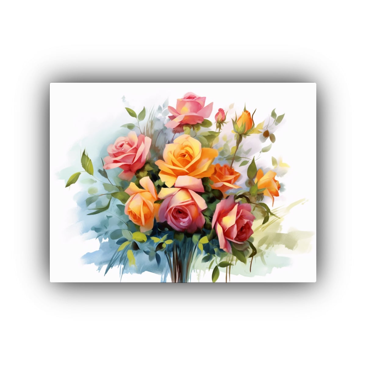 PINTURA DECORATIVA COMBINACIÓN DE ROSAS ROJAS Y 75X50 CM - 1