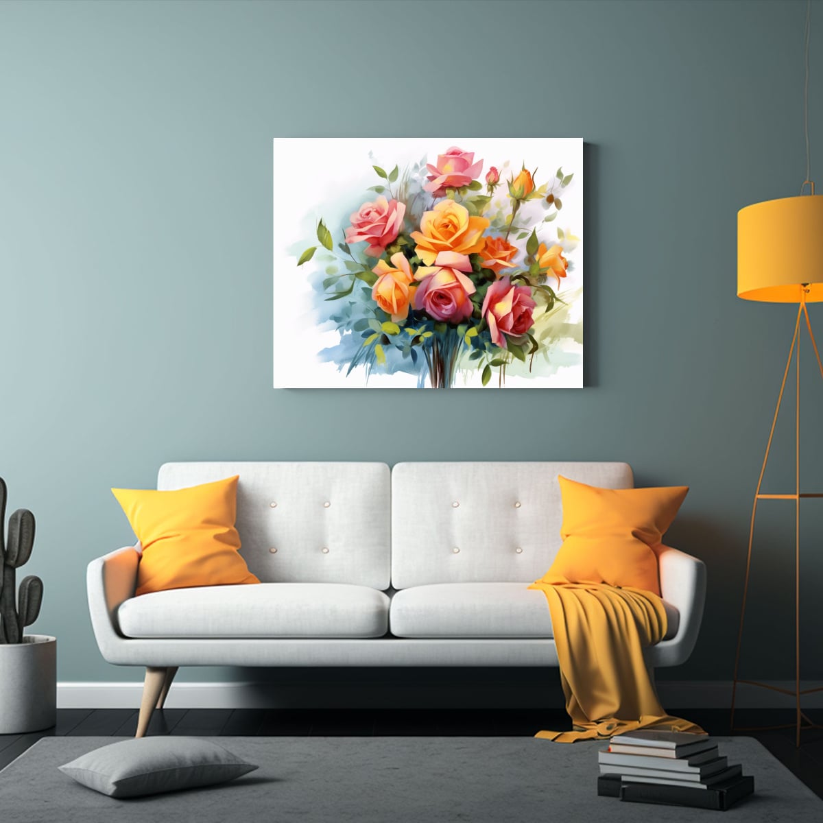 PINTURA DECORATIVA COMBINACIÓN DE ROSAS ROJAS Y 75X50 CM - 2