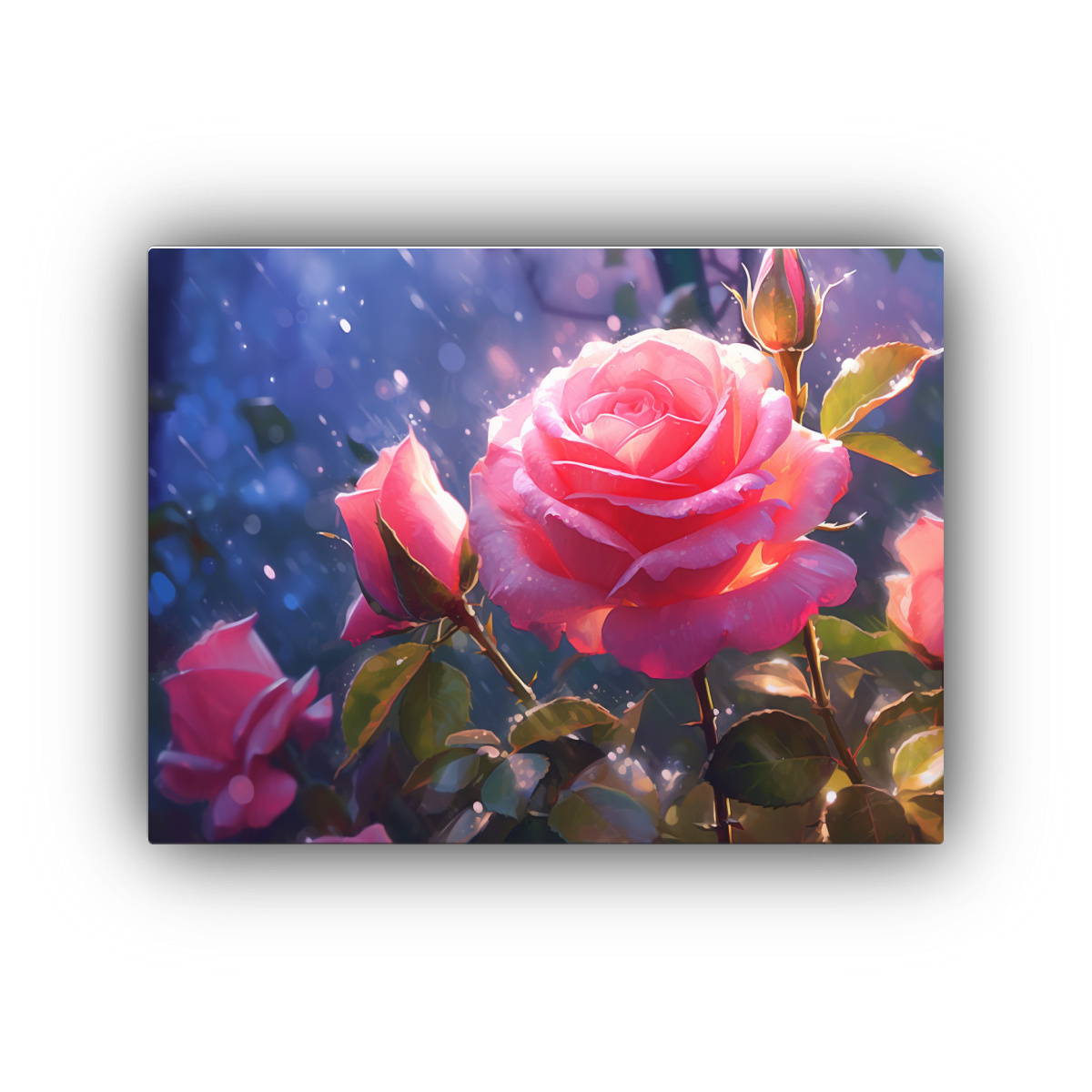 PINTURA DECORATIVA DE ESCENA DE ROSA PARA EL DÍA 45X30 CM - 1