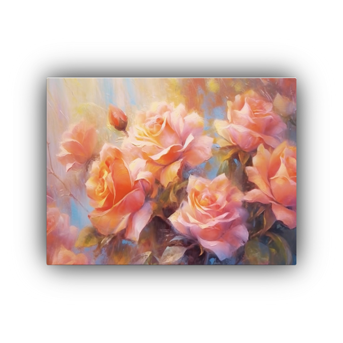 PINTURA DE ROSAS NUEVAS EN LA DECORACIÓN: PASTEL 120X80 CM - 1