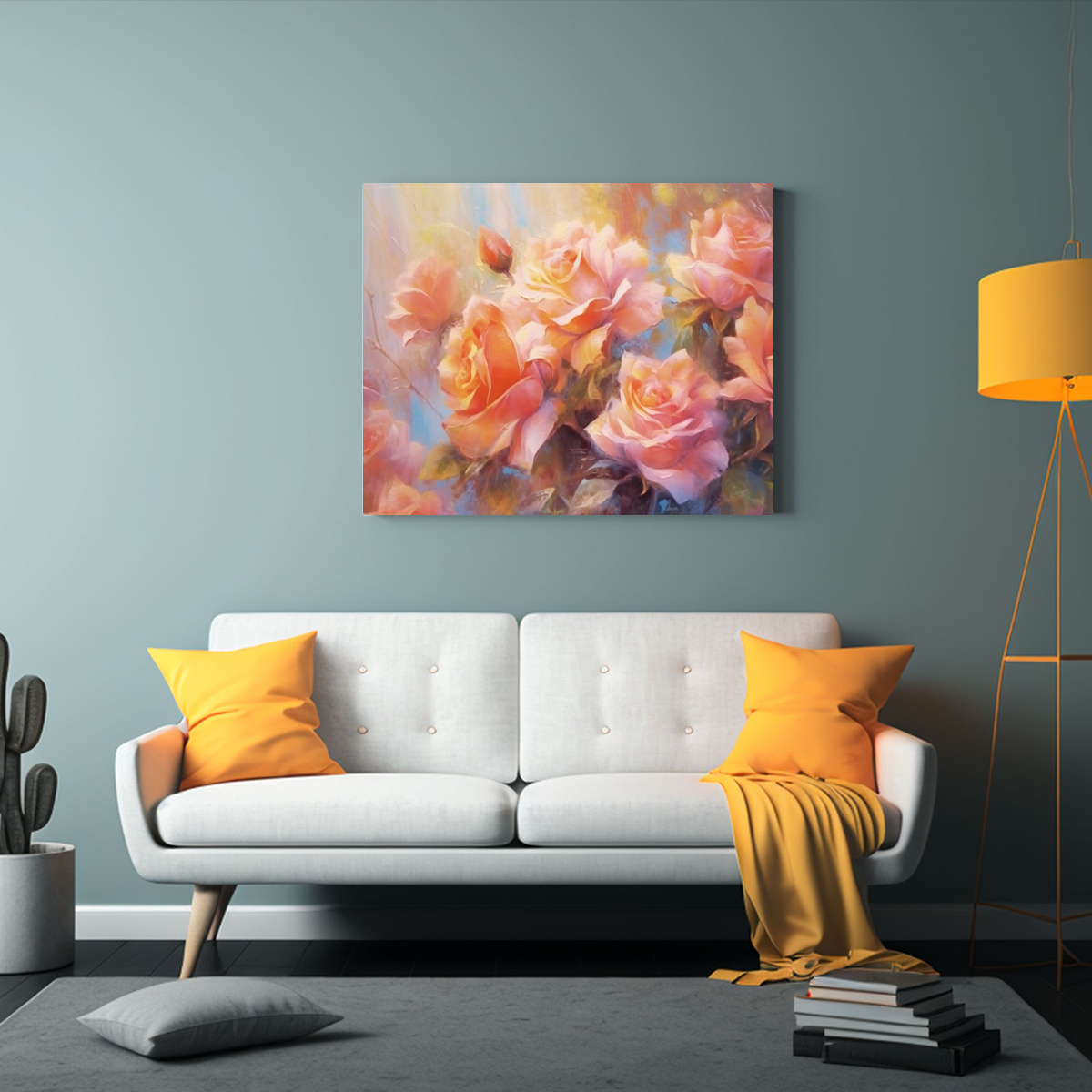 PINTURA DE ROSAS NUEVAS EN LA DECORACIÓN: PASTEL 120X80 CM - 2