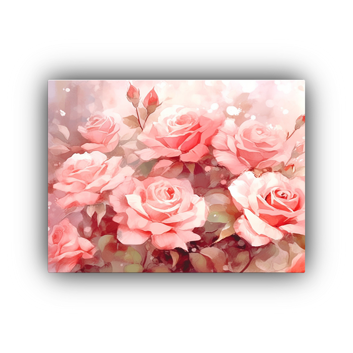 CUADRO LIENZO FORMA CALIDEZ FLORES ACUARELA FONDO 65X50 CM - 1
