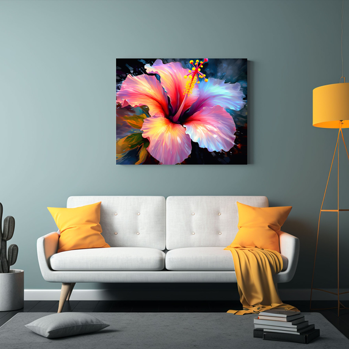 CUADRO DE ARTE DE PARED ACUARELA: FLORES DE 30X20 CM - 2