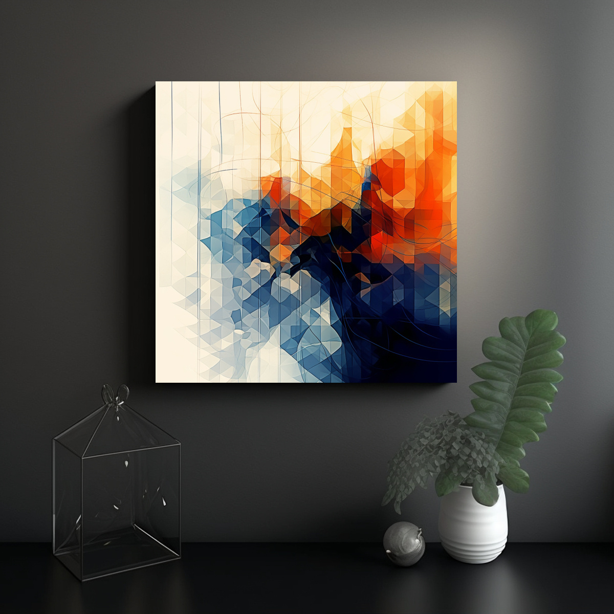 CUADRO VINTAGE LINDA ALGORITMO FUSIÓN ABSTRACTA 100X100 CM - 2