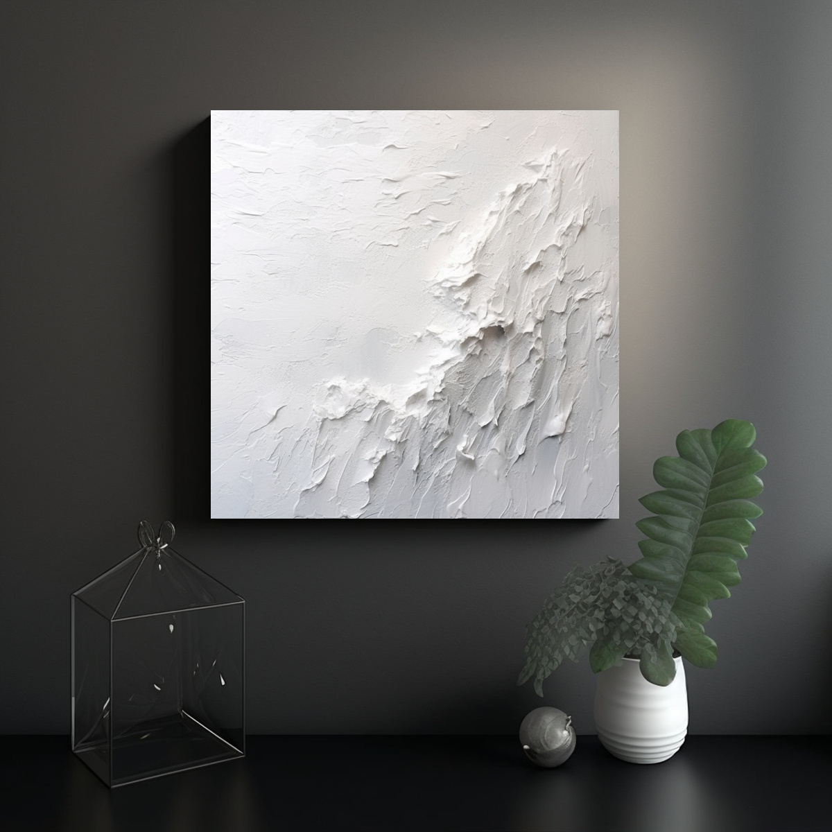 PINTURA MODERNA MINIMALISTA CON GRUESO PINCEL, 20X20 CM - 2